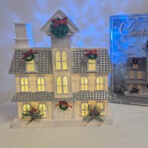 Cracker Barrel Light Show Musical Christmas Victorian House Glitter & Snow
